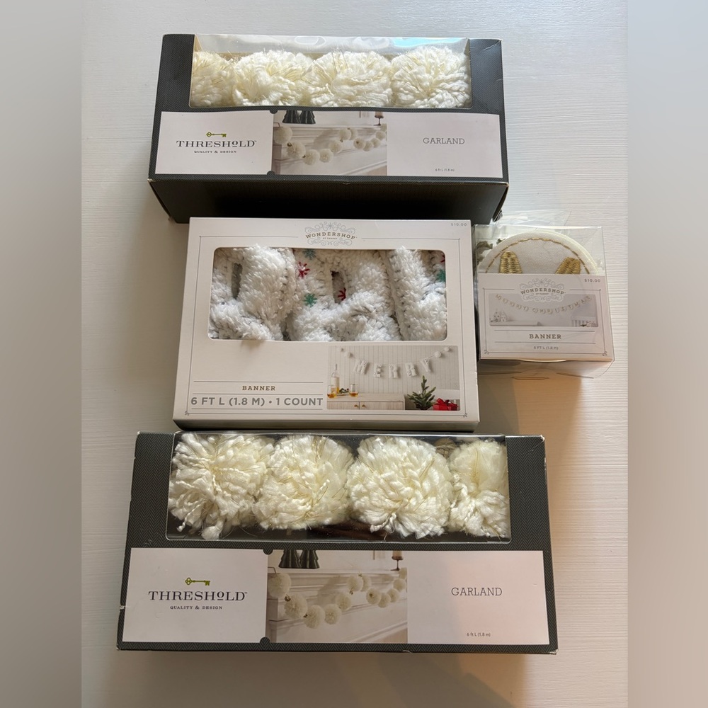 Lot of brand new Threshold White Garland Banners